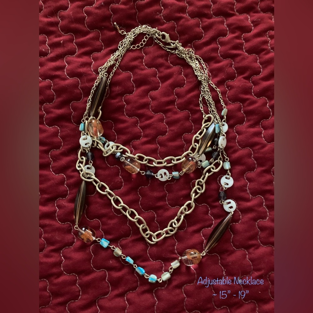 Multi-Stone Layered Gold Fashion Necklace